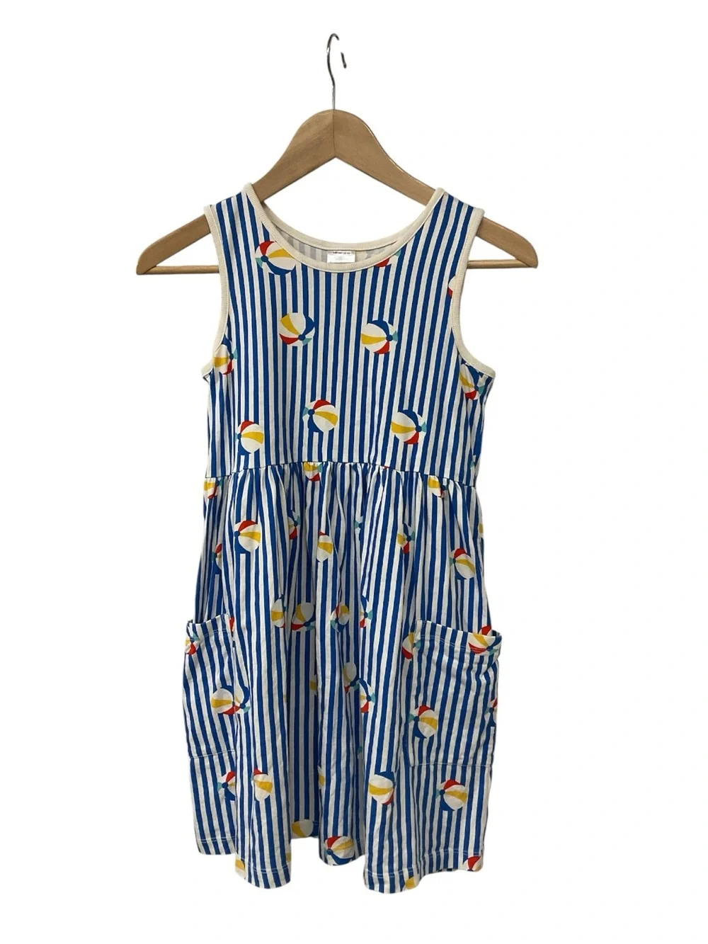 Hanna Andersson Beach Ball Stripe Sleeveless Dress Girls 140 Cm US 10